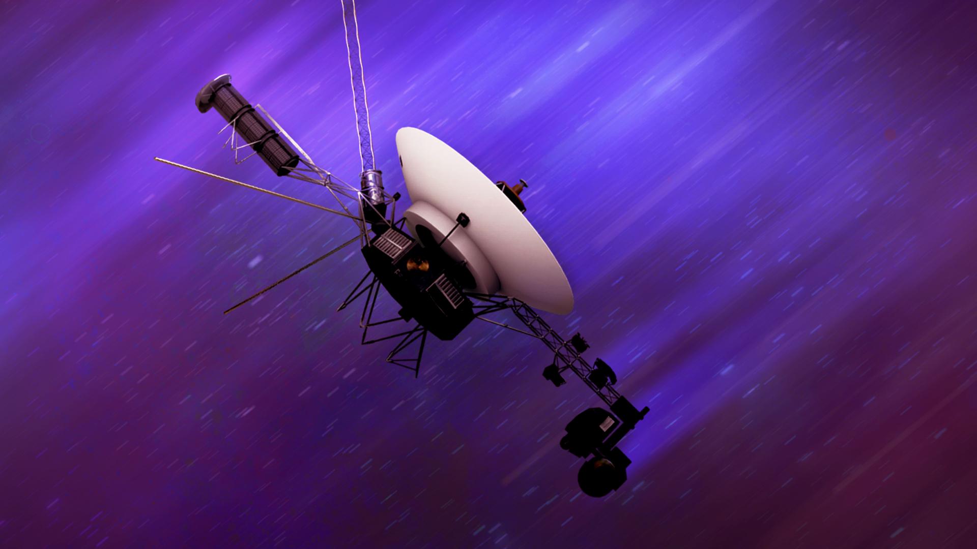 宇宙空間を飛行するボイジャー探査機の想像図